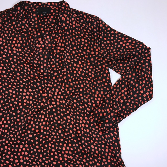 Lumiere Tops - ❤️ Lumiere Long Sleeve Black Red Pattern Popover